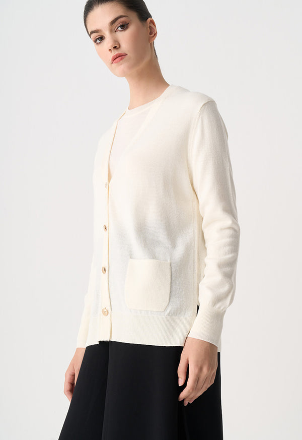 Choice Cardigan With Button Accessories Cream