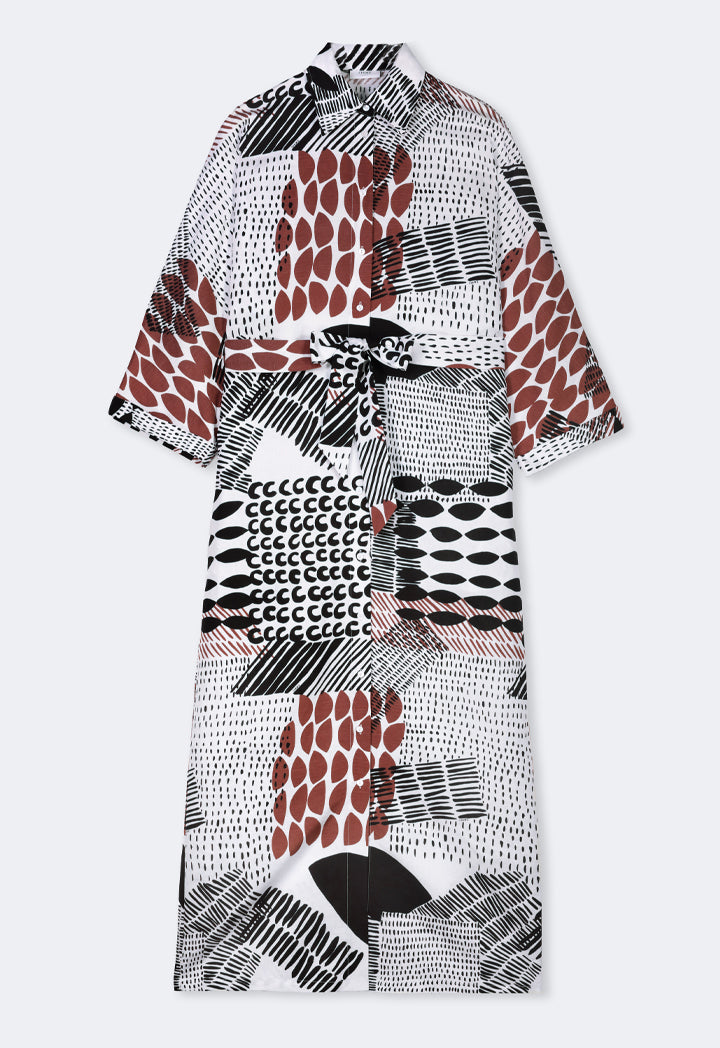 Choice Abstract Print Shirt Dress Multi Color
