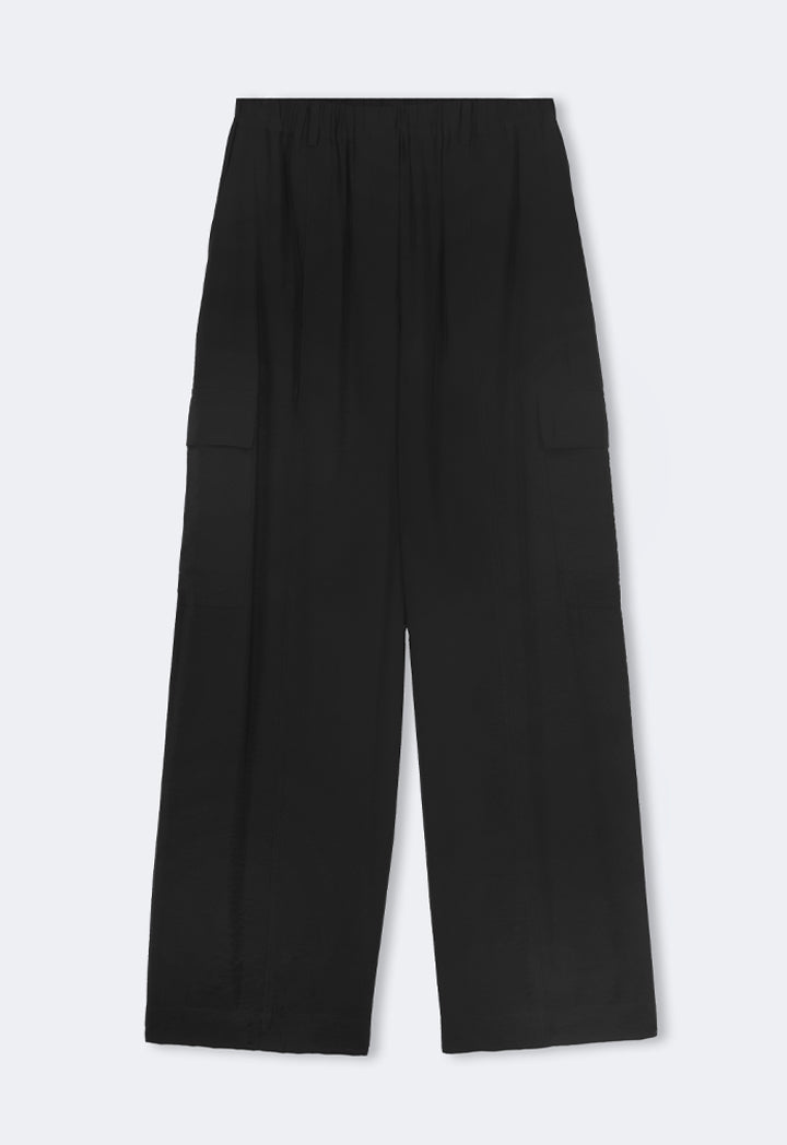 Choice Crinkled Elasticated Waist Trousers Black