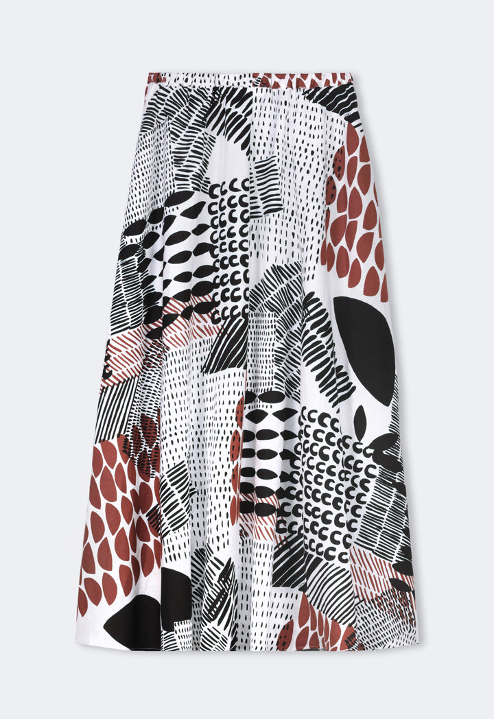Choice Abstract Print Midi Skirt Multi Color
