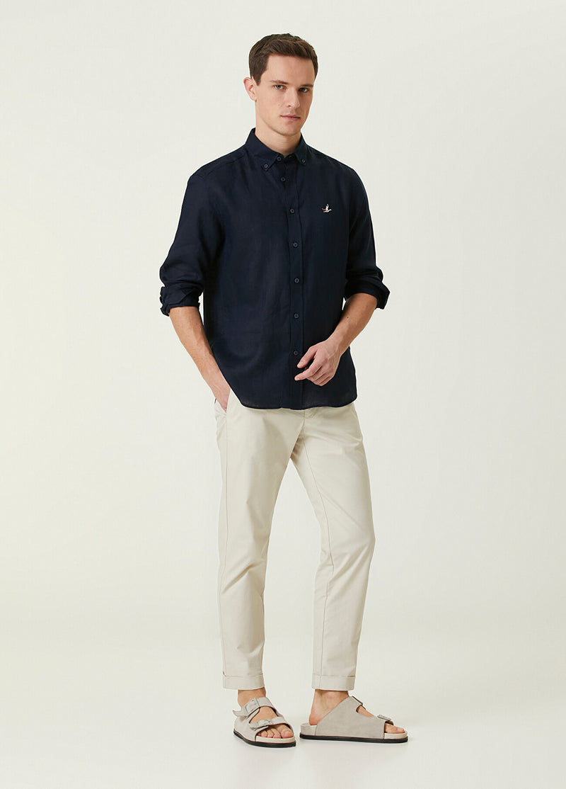 Beymen Club Comfort Fit Linen Shirt Navy