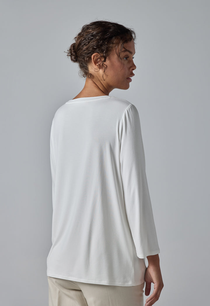 Choice Long Sleeve Printed Motif T-Shirt Off White