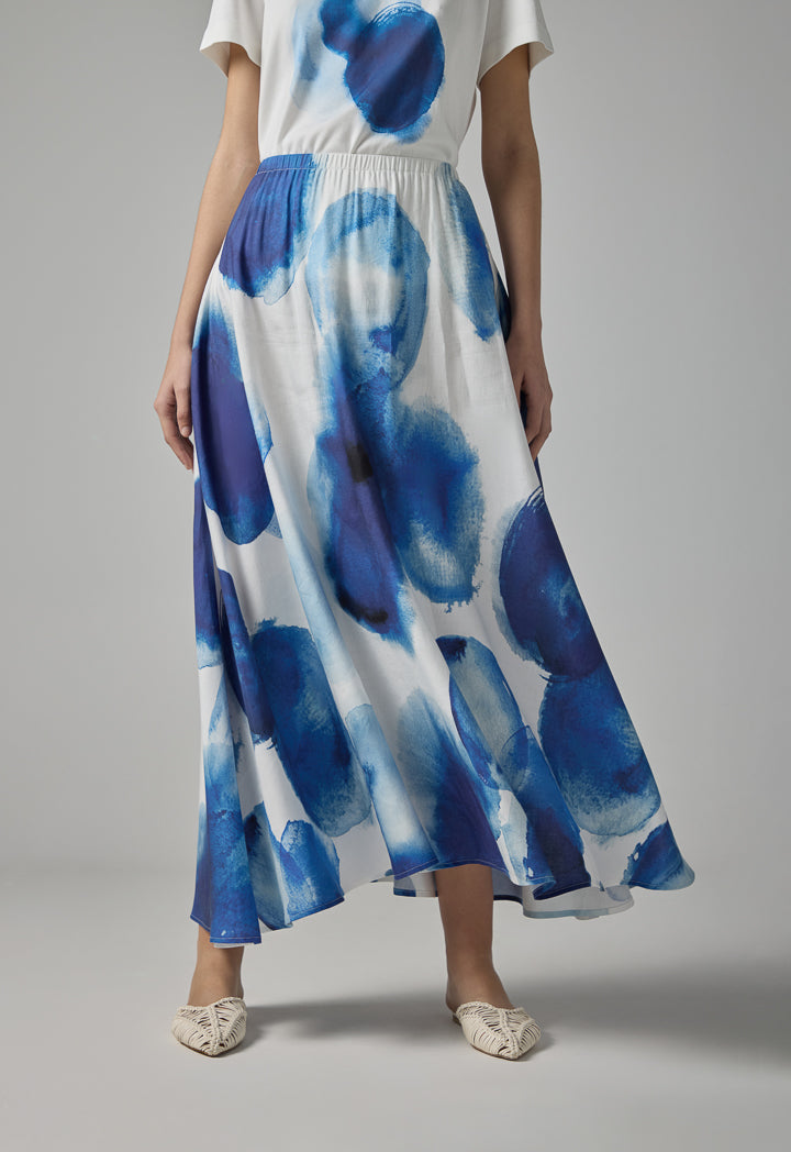 Choice Printed Flared Maxi Skirt Multi Color