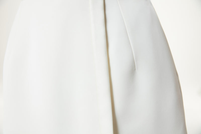 Machka Slit Crepe Skirt Off White