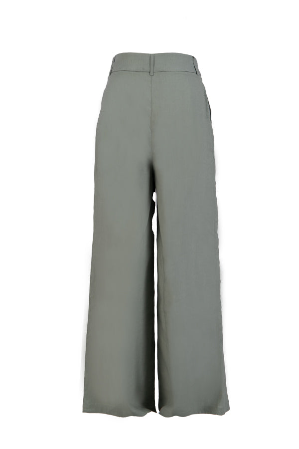 Setre Pleat Detailed Linen Trousers Olive