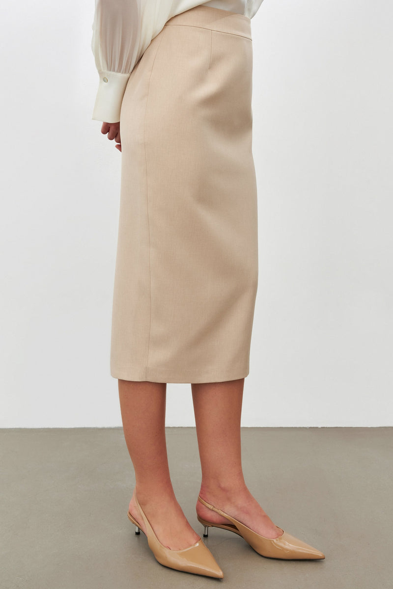 Setre High-Waisted Pencil Skirt Beige