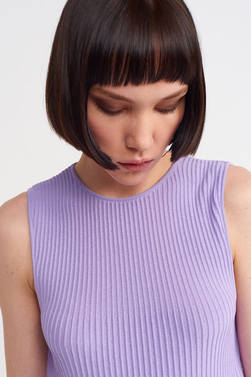 Nu Solid Knitted Midi Dress Lilac