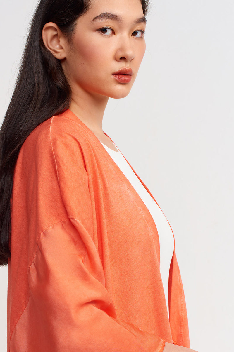 Nu String Detailed Loose Kimono Orange
