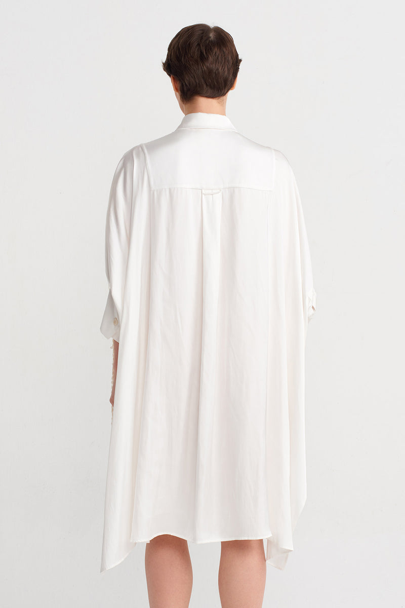 Nu Shirt Dress With Fringe Detail Off White