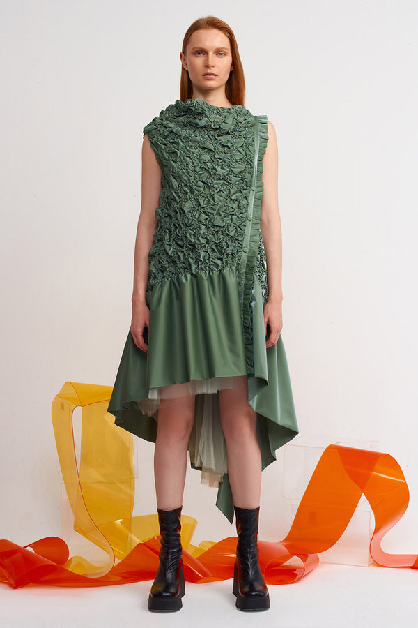 Nu Beaded Asymmetric Dress Green