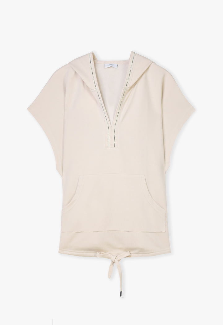 Choice Hooded Blouse With Adjustable Hem Stone