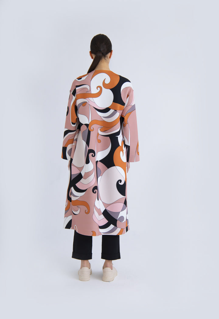 Choice Open Front Printed Neoprene Outerwear Multi Color