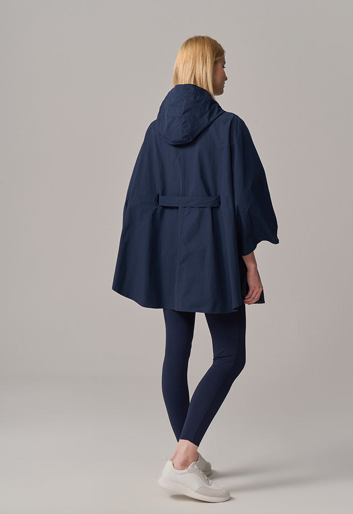 Choice Single Tone Hooded Neck Cape  Navy