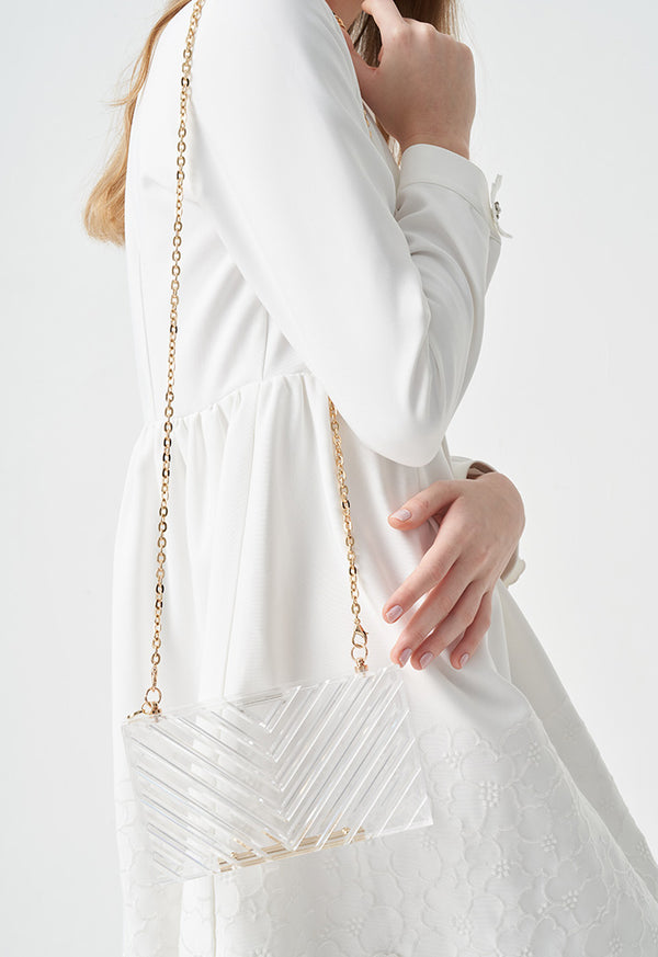 Choice Transparent Bag With Chain Detail Transparent