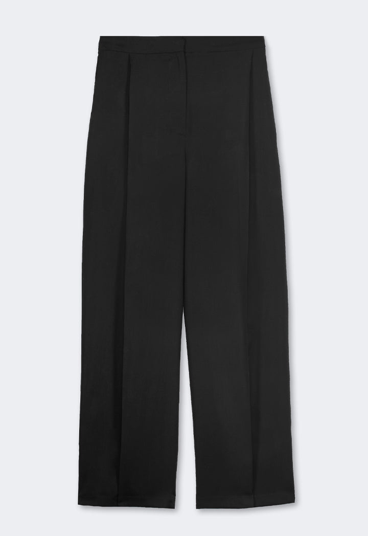 Choice Solid Straight Wide Leg Trousers Black