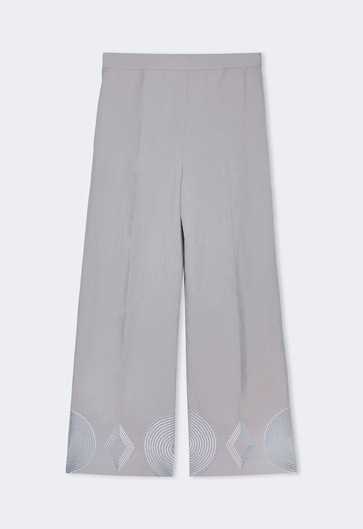 Choice Embroidered Wide Leg Trouser Grey