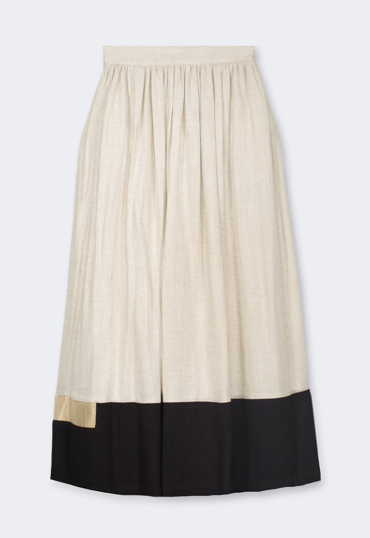 Choice  Elasticated Waist Pleated Skirt Beige