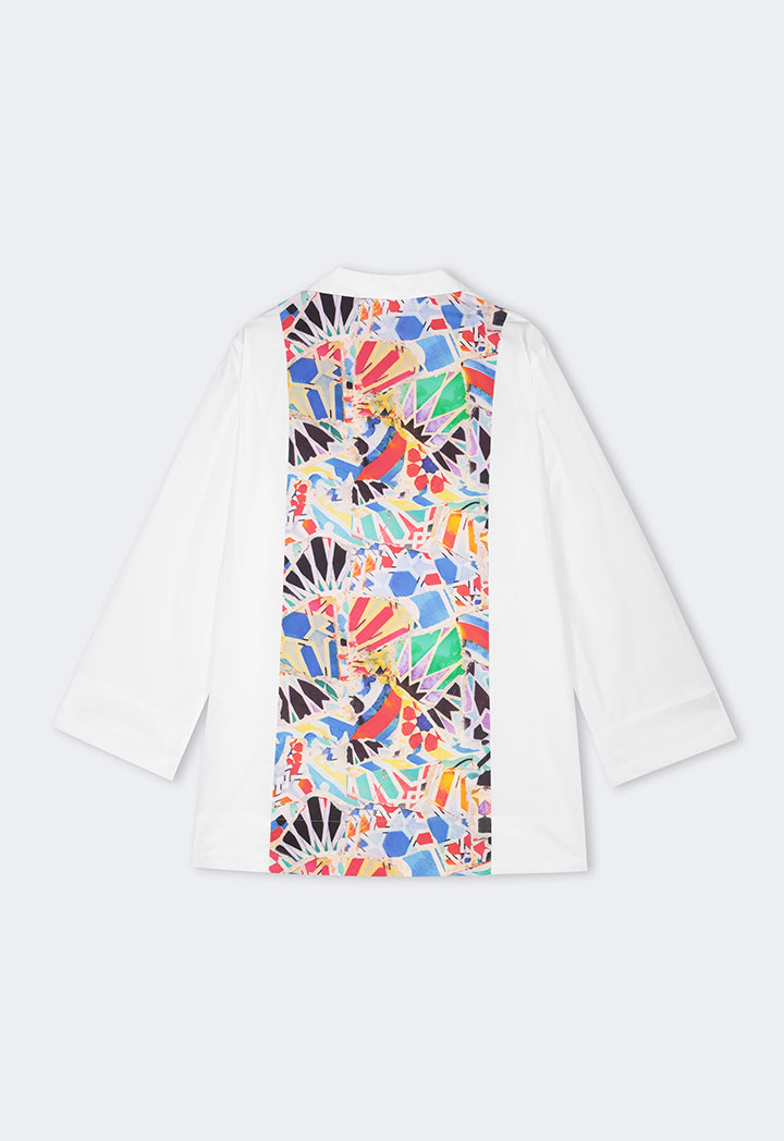 Choice Abstract Print Shirt On The Back With Belt Off White