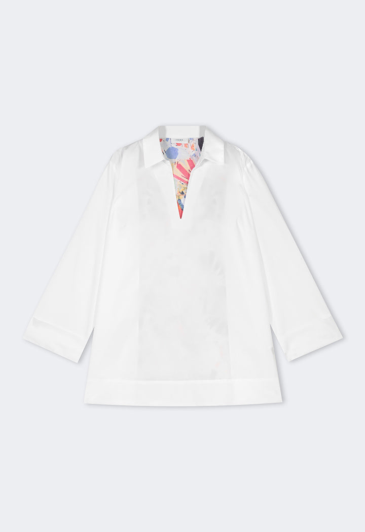 Choice Abstract Print Shirt On The Back With Belt Off White