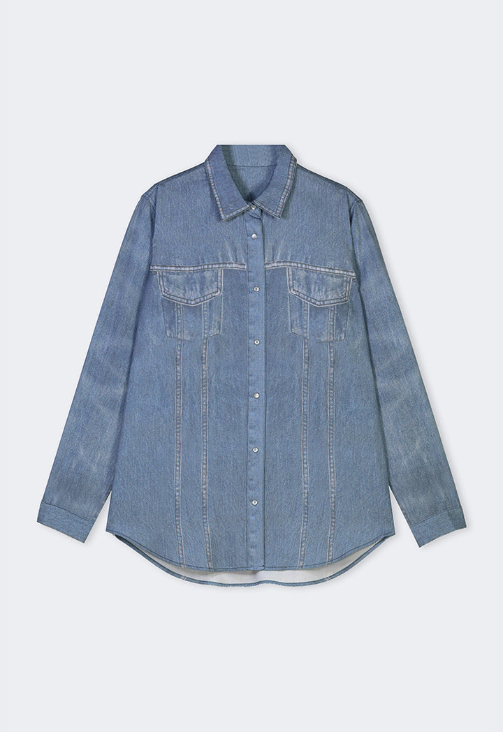 Choice Solid Long Sleeve Shirt  Light Blue