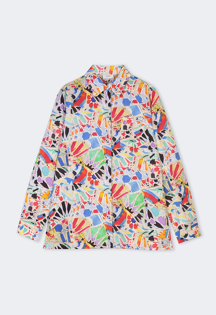 Choice Printed Side Slit Shirt Multi Color