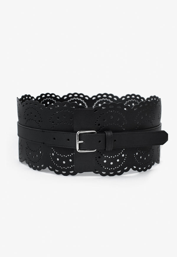 Choice Laser Cut Fashion Buckle Belt Black