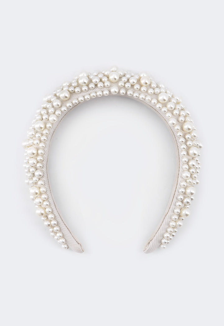Choice Faux Pearls Embellished Headband White