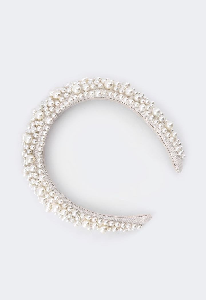 Choice Faux Pearls Embellished Headband White