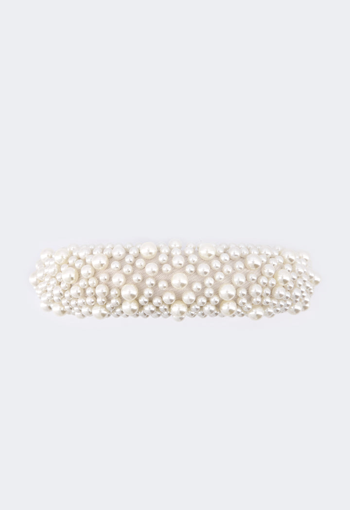 Choice Faux Pearls Embellished Headband White