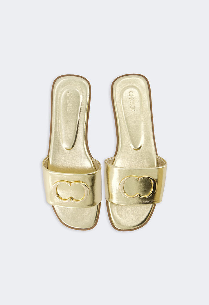 Choice Monogram Metallic Flats Gold