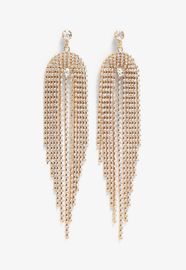 Choice Crystal Tussles Earrings Gold