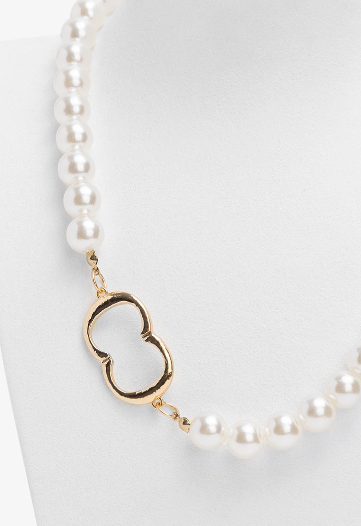 Choice Monogram Faux Pearls Necklace Off White