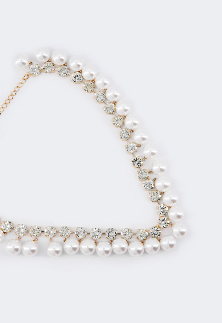 Choice Faux Pearl Crystal Necklace White