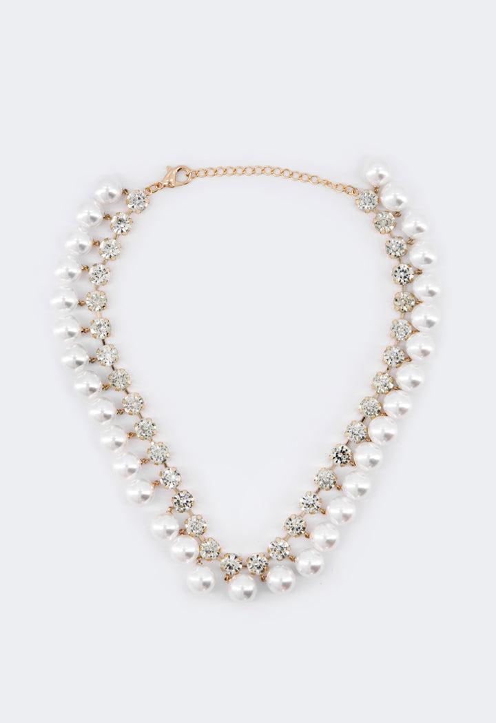Choice Faux Pearl Crystal Necklace White