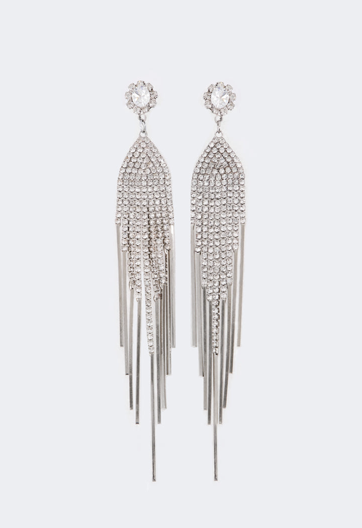 Choice Crystal Tassels Earrings Silver