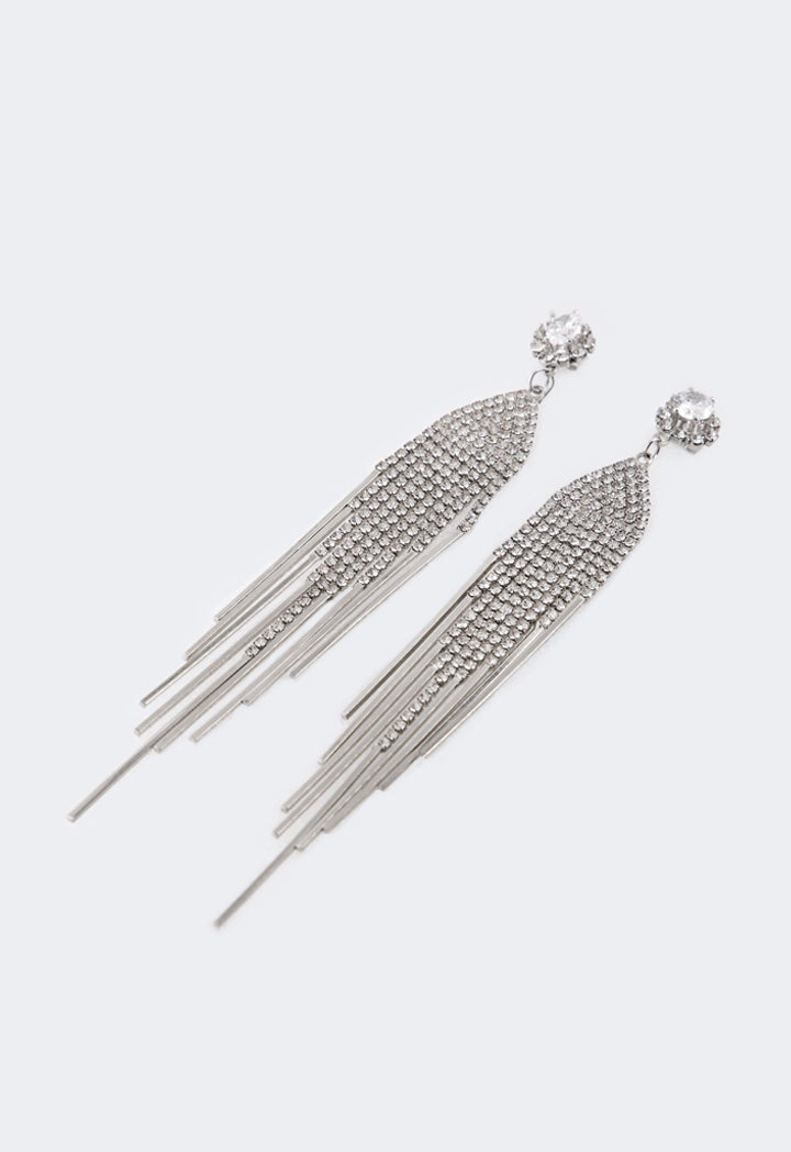 Choice Crystal Tassels Earrings Silver