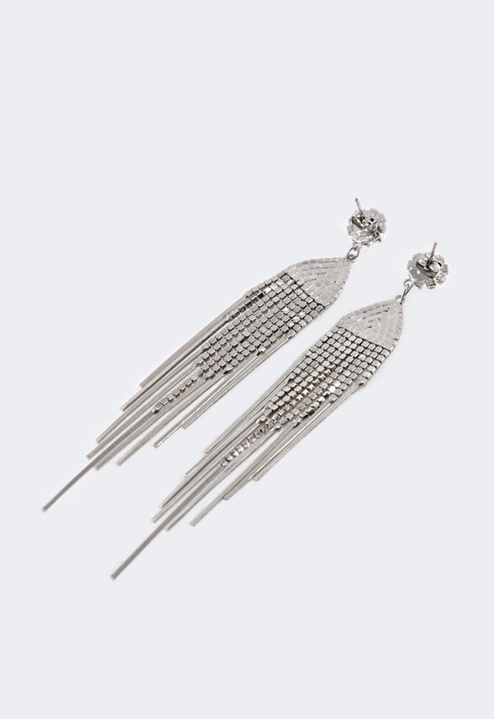 Choice Crystal Tassels Earrings Silver