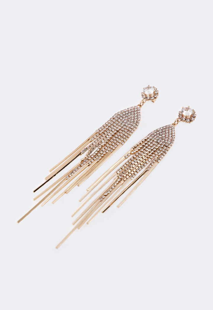 Choice Crystal Tassels Earrings Gold