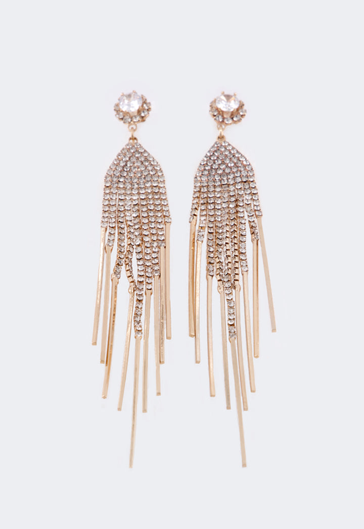 Choice Crystal Tassels Earrings Gold
