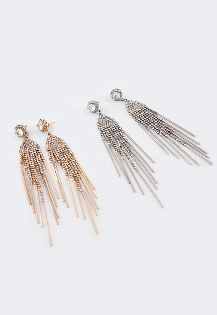 Choice Crystal Tassels Earrings Silver