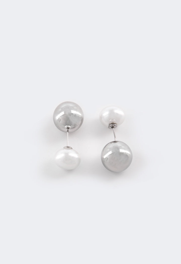 Choice Contrast Round Earrings Silver