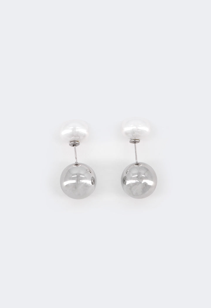 Choice Contrast Round Earrings Silver