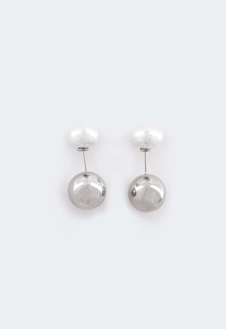 Choice Contrast Round Earrings Silver