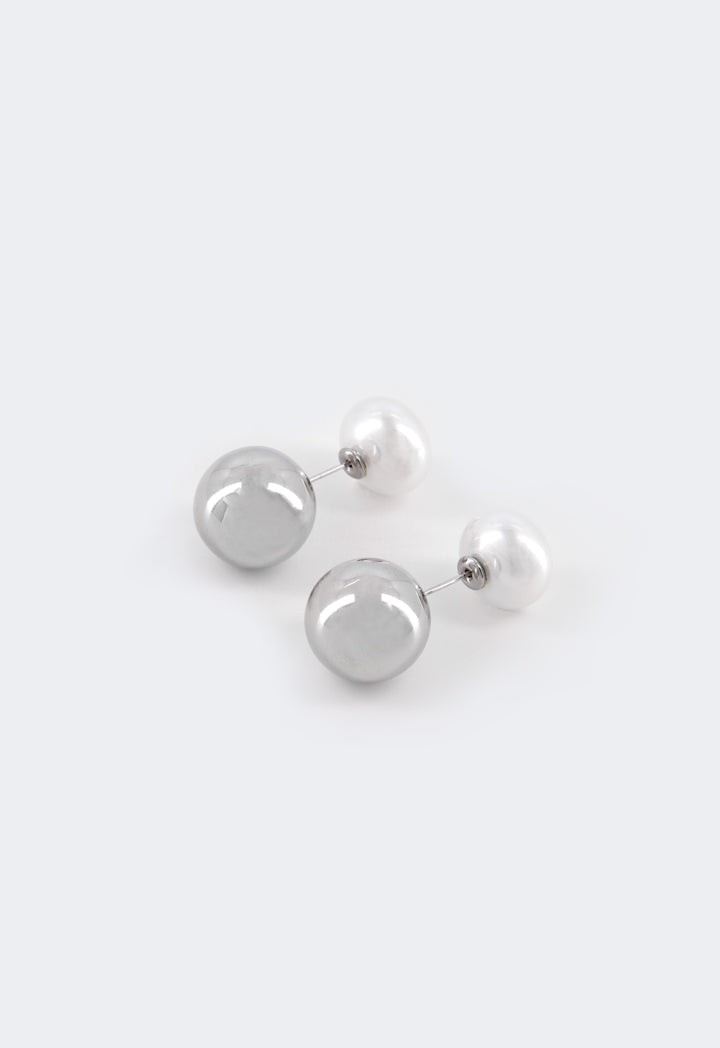 Choice Contrast Round Earrings Silver