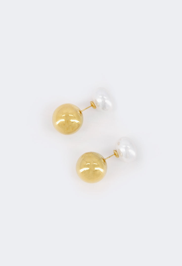 Choice Contrast Round Earrings Gold