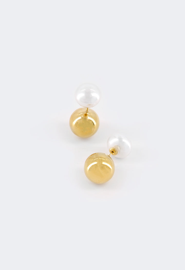 Choice Contrast Round Earrings Gold