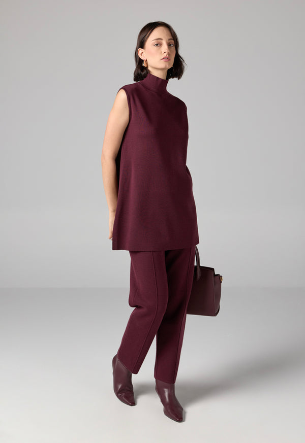 Choice Basic Sleeveless Knitted Top Burgundy