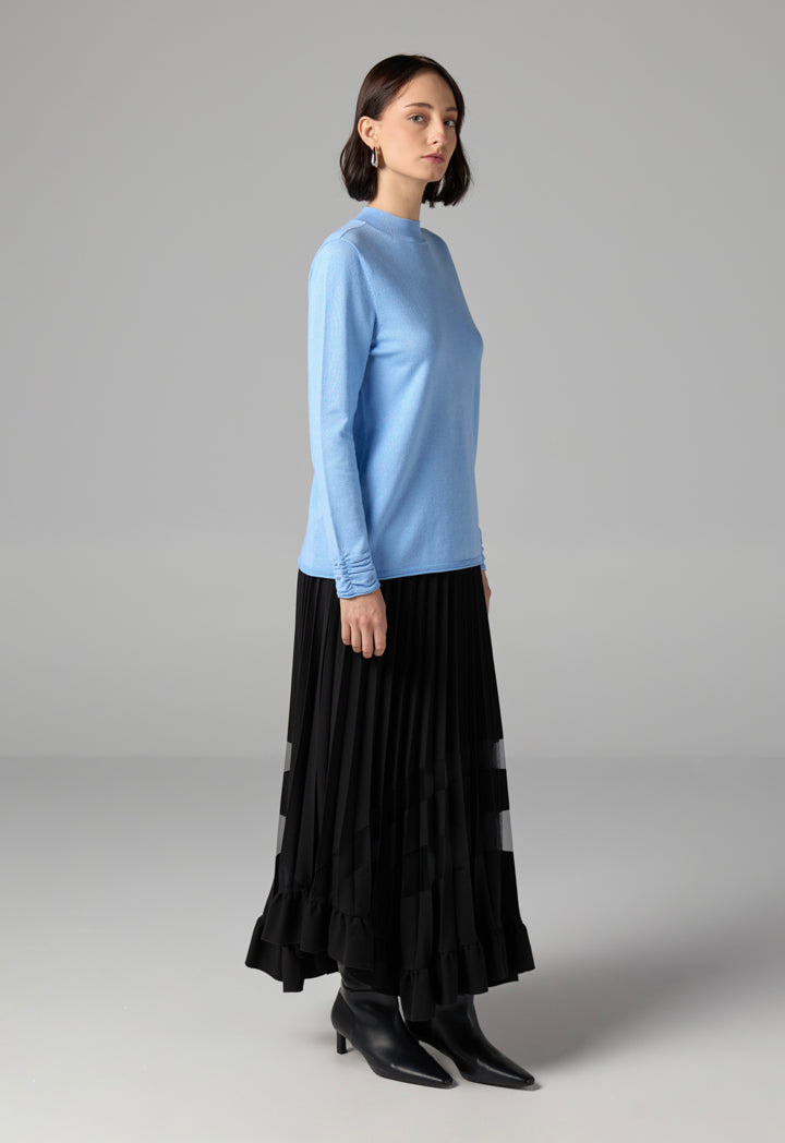 Choice Basic Long Sleeve Knitted Sweater Blue