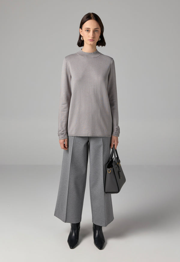 Choice Basic Long Sleeve Knitted Sweater Grey