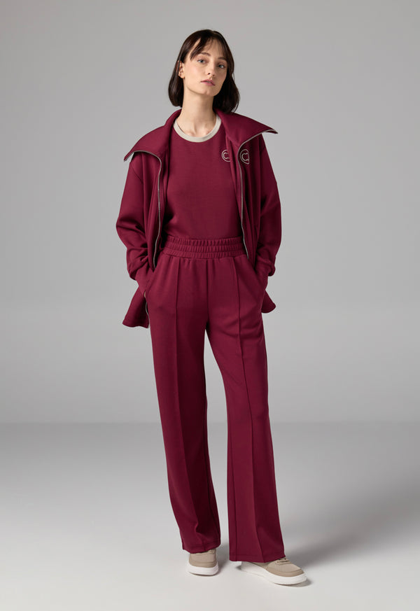 Choice Wide Leg Pin Tuck Basic Trouser Burgundy